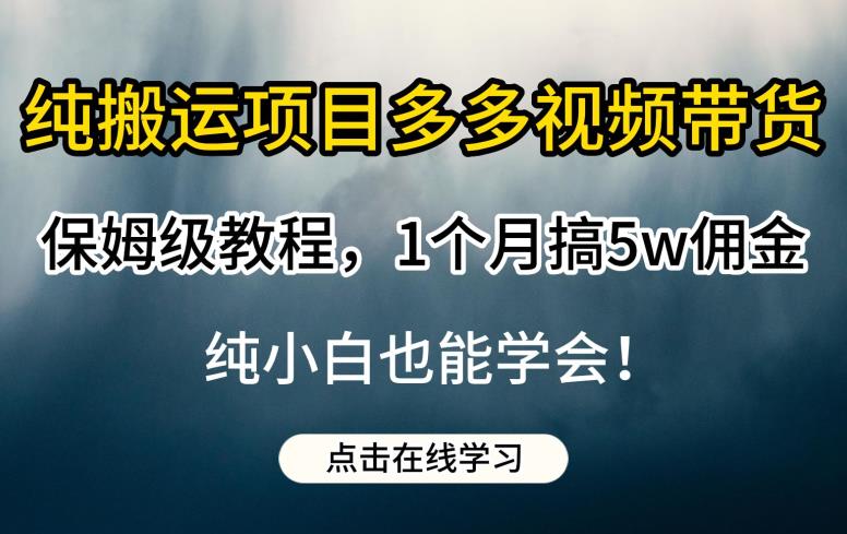 纯搬运项目多多视频带货保姆级教程，1个月搞5w佣金，纯小白也能学会【揭秘】-时光论坛