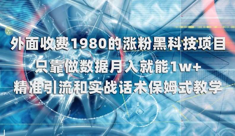 外面收费1980的涨粉黑科技项目，只靠做数据月入就能1w+【揭秘】-时光论坛