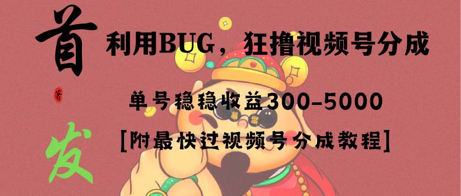 （8549期）全网独家首发，视频号BUG，超短期项目，单号每日净收益300-5000！-时光论坛