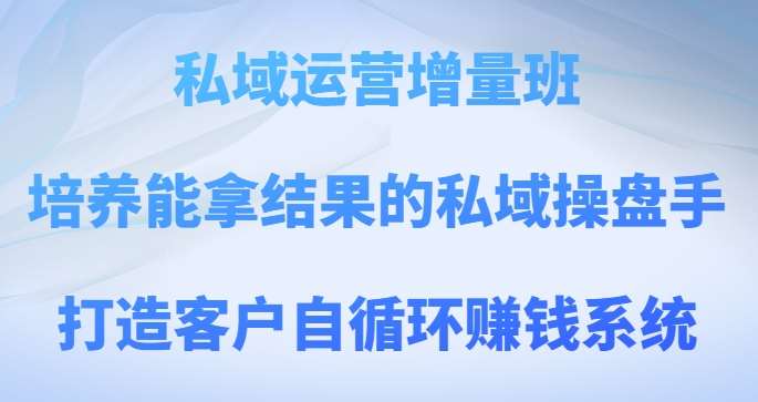 私域运营增量班，培养能拿结果的私域操盘手，打造客户自循环赚钱系统-时光论坛