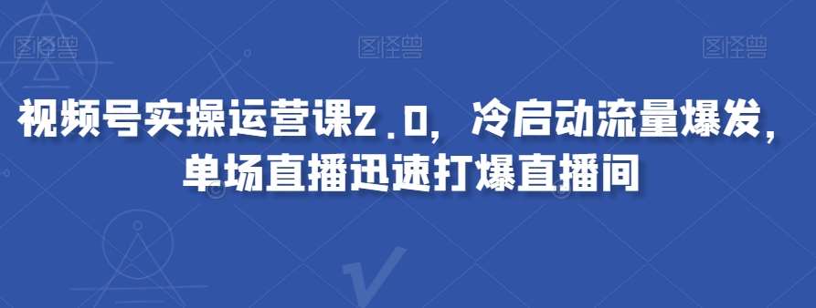 视频号实操运营课2.0，冷启动流量爆发，单场直播迅速打爆直播间-时光论坛