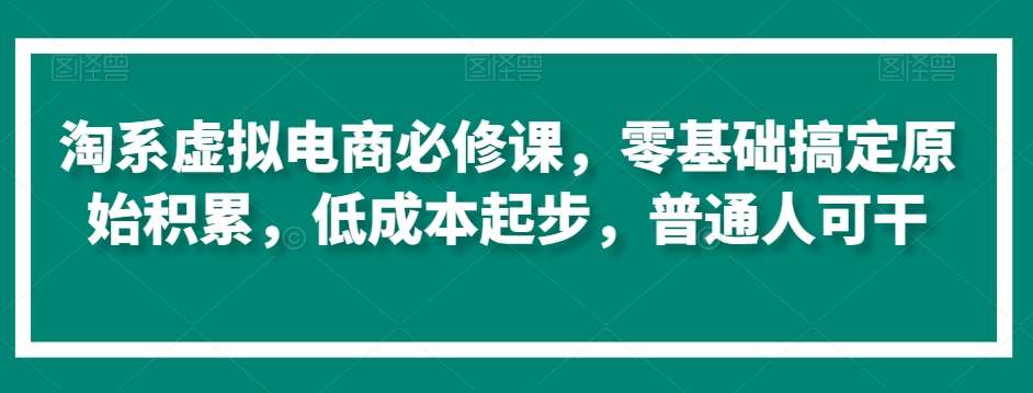 淘系虚拟电商必修课，零基础搞定原始积累，低成本起步，普通人可干-时光论坛