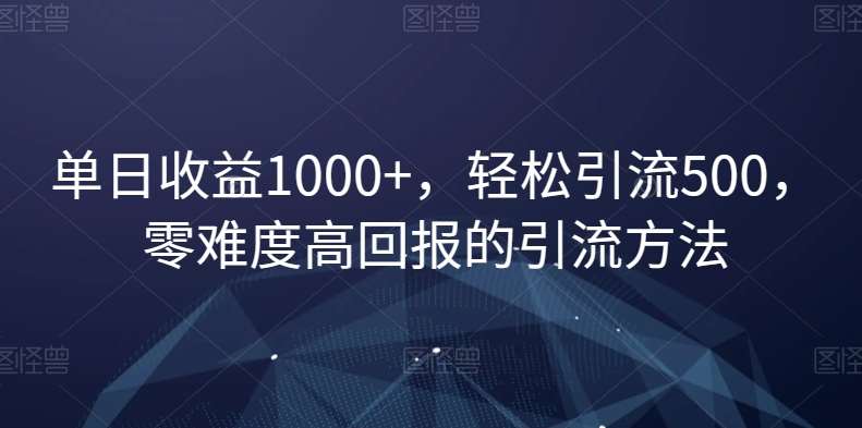 单日收益1000+，轻松引流500，零难度高回报的引流方法【揭秘】-时光论坛