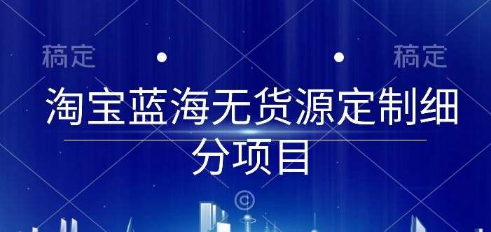 淘宝蓝海无货源定制细分项目，从0到起店实操全流程【揭秘】-时光论坛