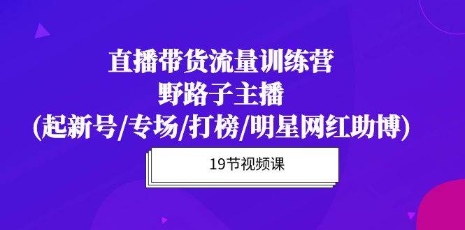 （10016期）直播带货流量特训营，野路子主播(起新号/专场/打榜/明星网红助博)19节课-时光论坛