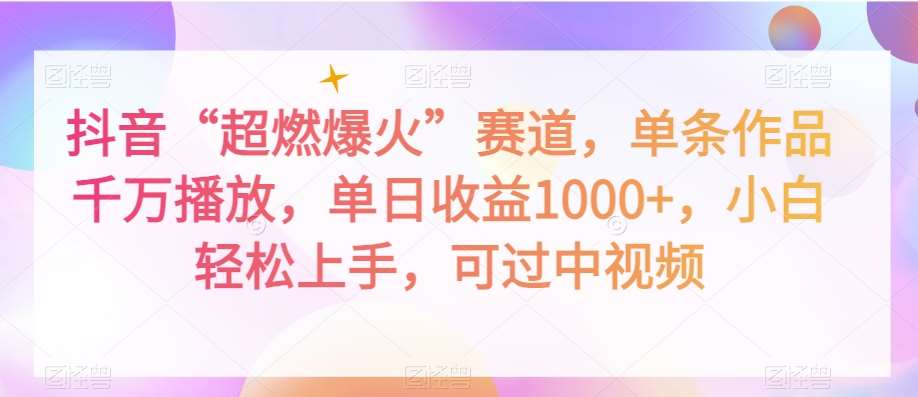 抖音“超燃爆火”赛道，单条作品千万播放，单日收益1000+，小白轻松上手，可过中视频【揭秘】-时光论坛