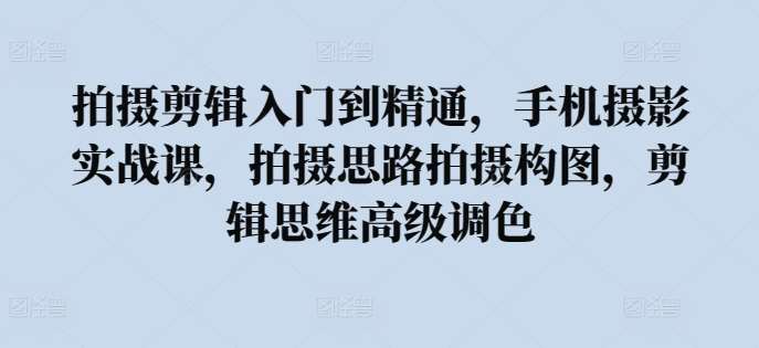 拍摄剪辑入门到精通，​手机摄影实战课，拍摄思路拍摄构图，剪辑思维高级调色-时光论坛