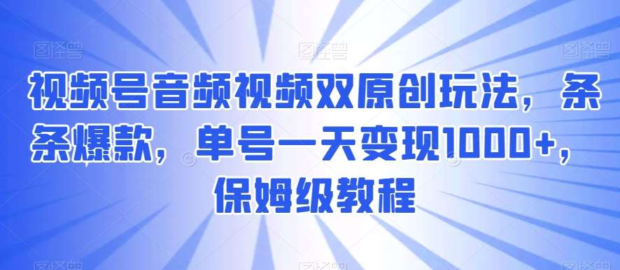 视频号音频视频双原创玩法，条条爆款，单号一天变现1000+，保姆级教程【揭秘】-时光论坛