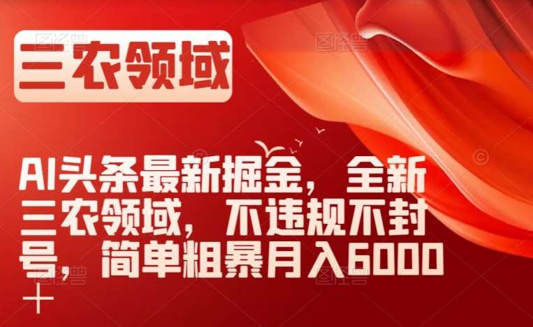 AI头条最新掘金，全新三农领域，不违规不封号，简单粗暴月入6000＋【揭秘】-时光论坛
