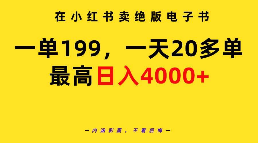 （9401期）在小红书卖绝版电子书，一单199 一天最多搞20多单，最高日入4000+教程+资料-时光论坛