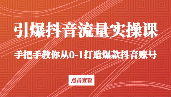 引爆抖音流量实操课，手把手教你从0-1打造爆款抖音账号（27节课）-时光论坛