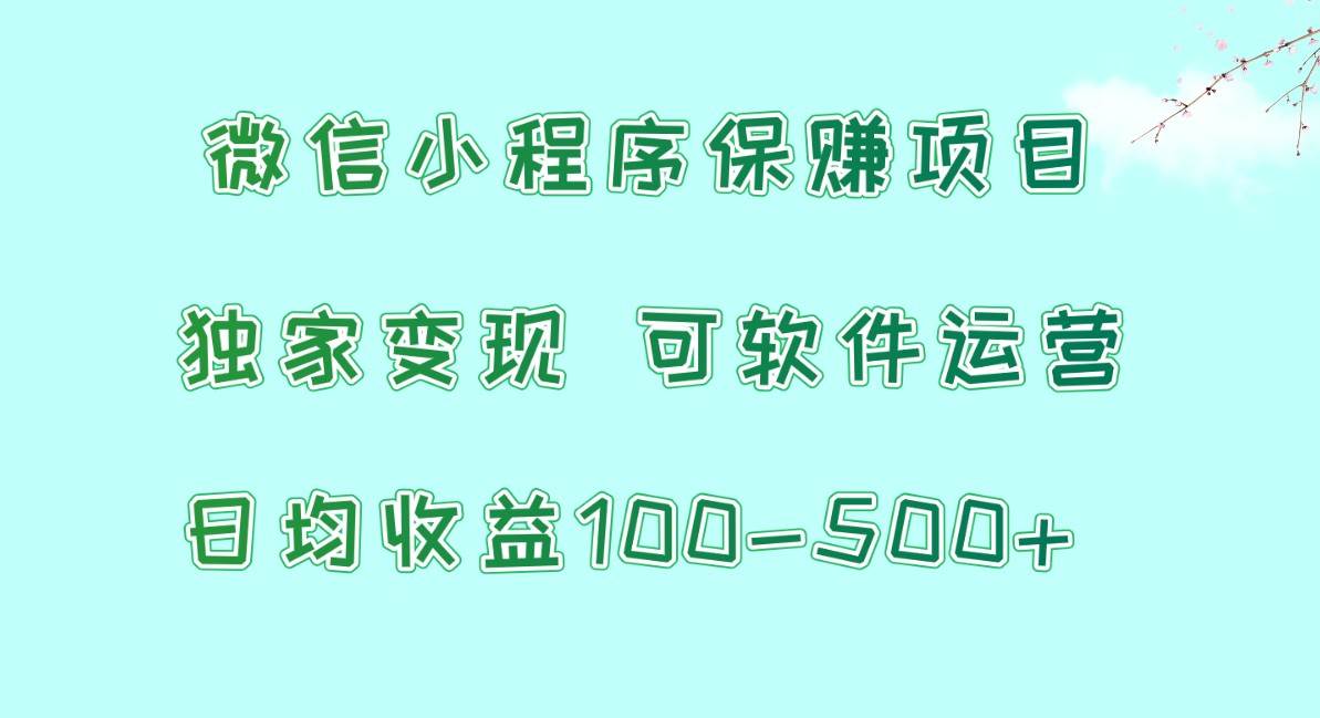 微信小程序保赚项目，日均收益100~500+，独家变现，可软件运营-时光论坛