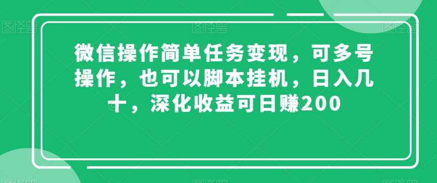 微信操作简单任务变现，可多号操作，也可以脚本挂机，日入几十，深化收益可日赚200【揭秘】-时光论坛