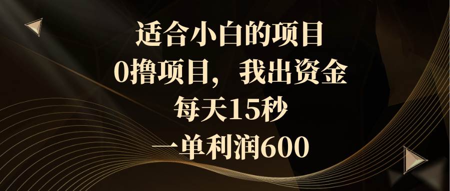 （8571期）适合小白的项目，0撸项目，我出资金，每天15秒，一单利润600-时光论坛