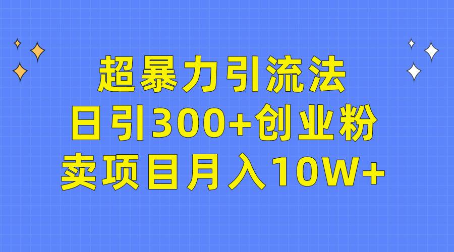 （9954期）超暴力引流法，日引300+创业粉，卖项目月入10W+-时光论坛