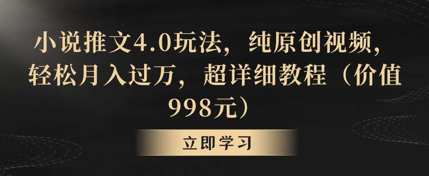 小说推文4.0玩法，纯原创视频，轻松月入过万，超详细教程（价值998元）【揭秘】-时光论坛