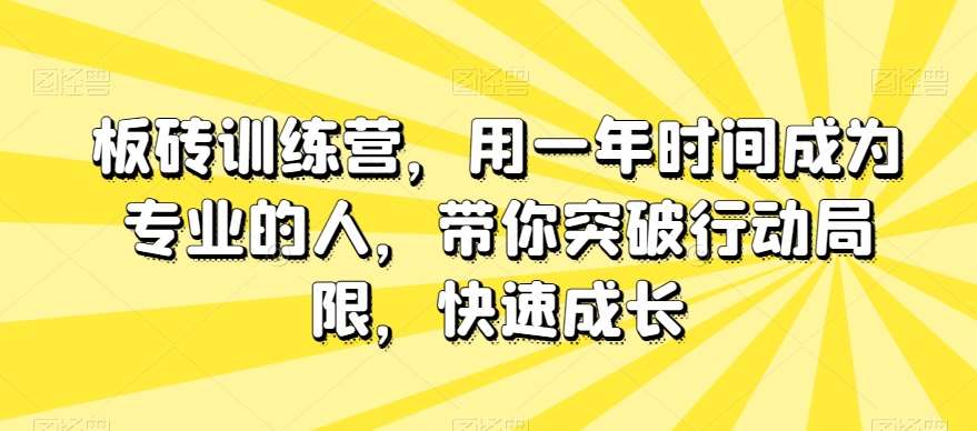 板砖训练营，用一年时间成为专业的人，带你突破行动局限，快速成长-时光论坛