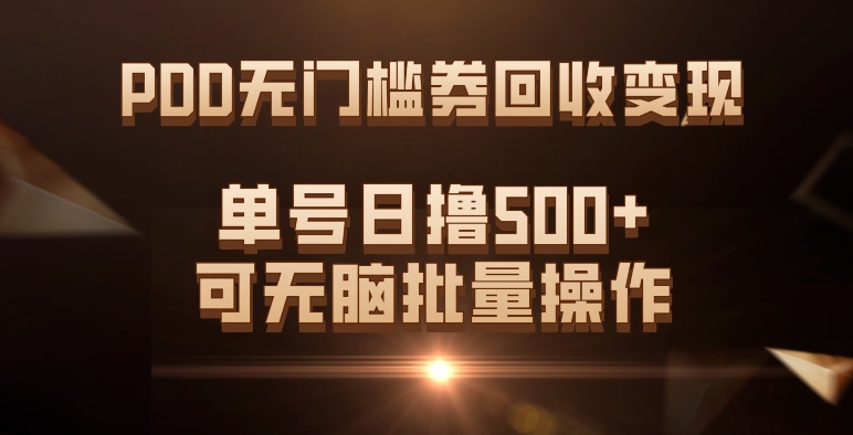 PDD无门槛券回收变现，单号日撸500+，可无脑批量操作-时光论坛