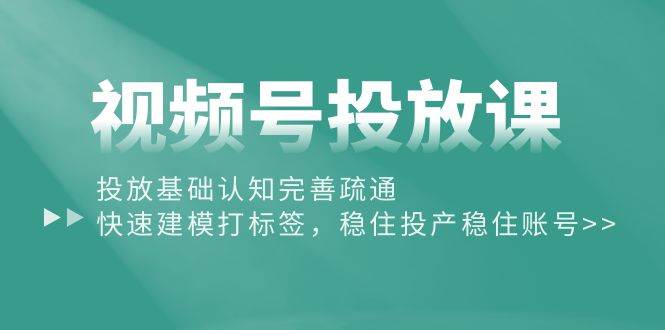 （10205期）视频号投放课：投放基础认知完善疏通，快速建模打标签，稳住投产稳住账号-时光论坛