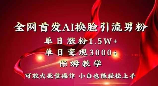 全网首发Ai换脸引流男粉，单日涨粉1.5w+，单日变现3000+，小白也能轻松上手拿结果【揭秘】-时光论坛