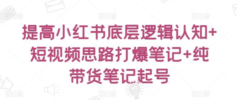 提高小红书底层逻辑认知+短视频思路打爆笔记+纯带货笔记起号-时光论坛