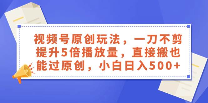 （8286期）视频号原创玩法，一刀不剪提升5倍播放量，直接搬也能过原创，小白日入500+-时光论坛