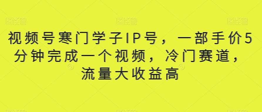 视频号寒门学子IP号，一部手价5分钟完成一个视频，冷门赛道，流量大收益高【揭秘】-时光论坛