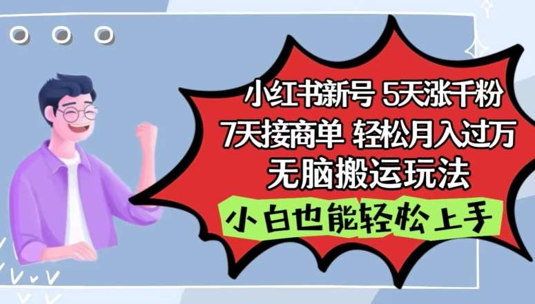 小红书影视泥巴追剧5天涨千粉，7天接商单，轻松月入过万，无脑搬运玩法【揭秘】-时光论坛
