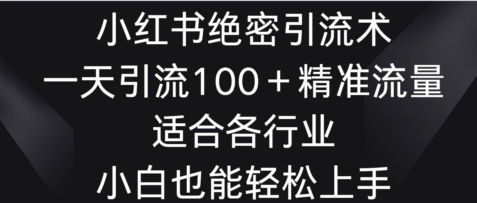 小红书绝密引流术，一天引流100＋精准流量，适合各个行业，小白也能轻松上手-时光论坛