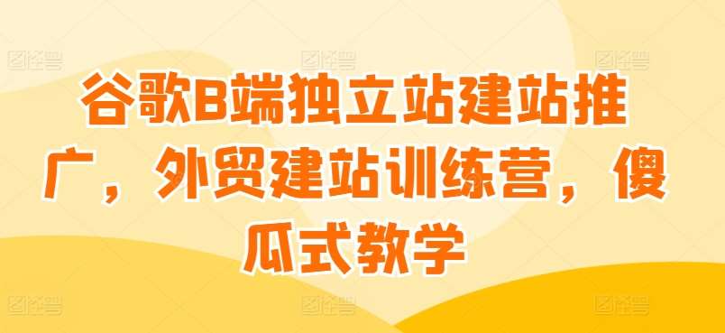 谷歌B端独立站建站推广，外贸建站训练营，傻瓜式教学-时光论坛