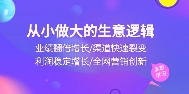 从小做大生意逻辑：业绩翻倍增长/渠道快速裂变/利润稳定增长/全网营销创新-时光论坛