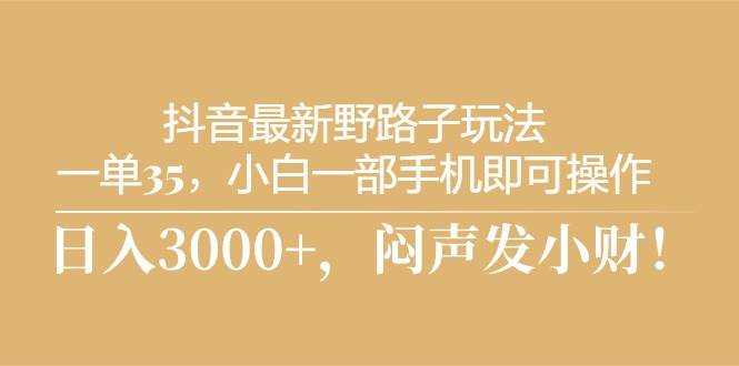 （10766期）抖音最新野路子玩法，一单35，小白一部手机即可操作，，日入3000+，闷…-时光论坛