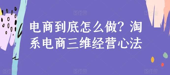 电商到底怎么做？淘系电商三维经营心法-时光论坛