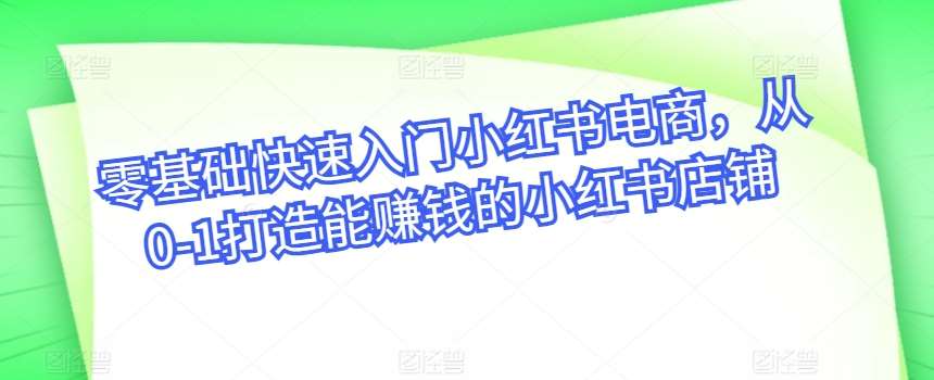 零基础快速入门小红书电商，从0-1打造能赚钱的小红书店铺-时光论坛