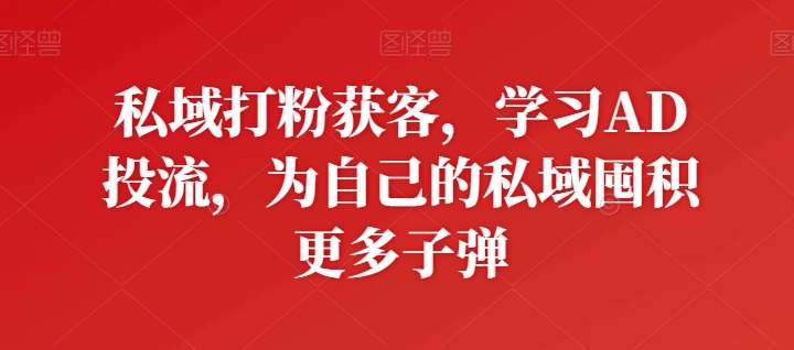 私域打粉获客，学习AD投流，为自己的私域囤积更多子弹-时光论坛