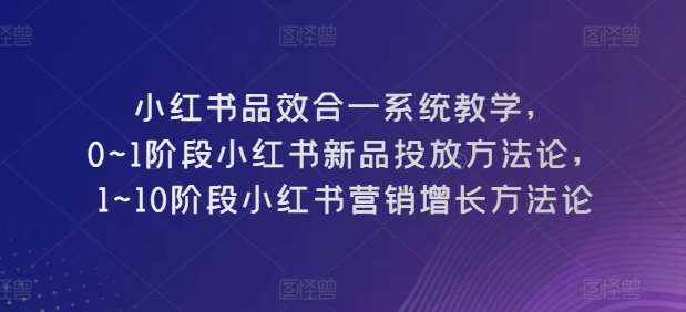 小红书品效合一系统教学，​0~1阶段小红书新品投放方法论，​1~10阶段小红书营销增长方法论-时光论坛
