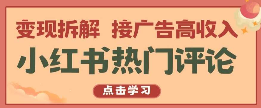 小红书热门评论，变现拆解，接广告高收入【揭秘 】-时光论坛