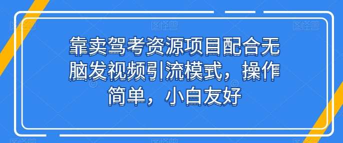 靠卖驾考资源项目配合无脑发视频引流模式，操作简单，小白友好【揭秘】-时光论坛