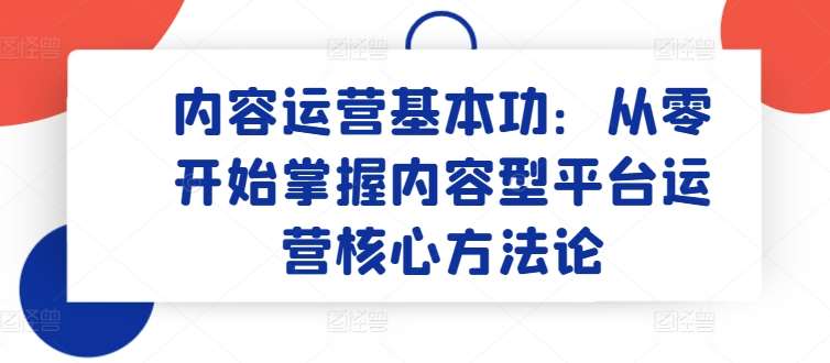 内容运营基本功：从零开始掌握内容型平台运营核心方法论-时光论坛