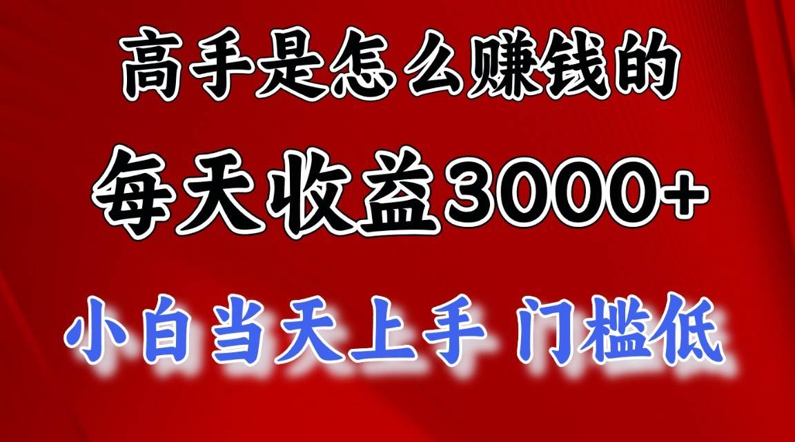 高手是怎么赚钱的，一天收益3000+，闷声发财项目，不是一般人能看懂的-时光论坛