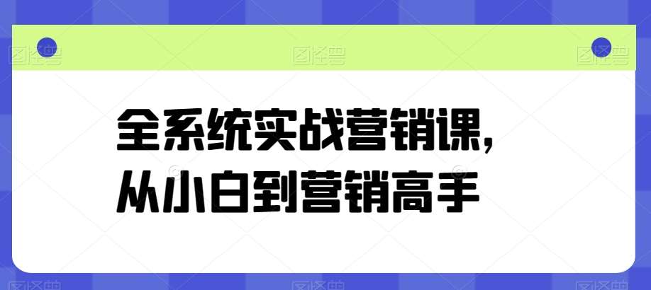 全系统实战营销课，从小白到营销高手-时光论坛