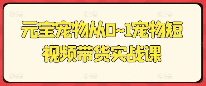 元宝宠物从0~1宠物短视频带货实战课-时光论坛