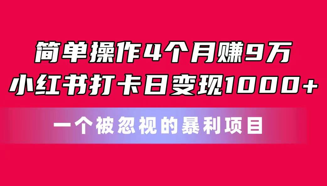 （11048期）简单操作4个月赚9万！小红书打卡日变现1000+！一个被忽视的暴力项目-时光论坛