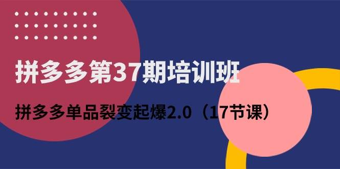 （10835期）拼多多第37期培训班：拼多多单品裂变起爆2.0（17节课）-时光论坛