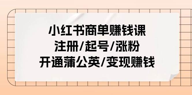 小红书商单赚钱课：注册/起号/涨粉/开通蒲公英/变现赚钱（25节课）-时光论坛