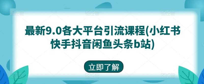 最新9.0各大平台引流课程(小红书快手抖音闲鱼头条b站)-时光论坛