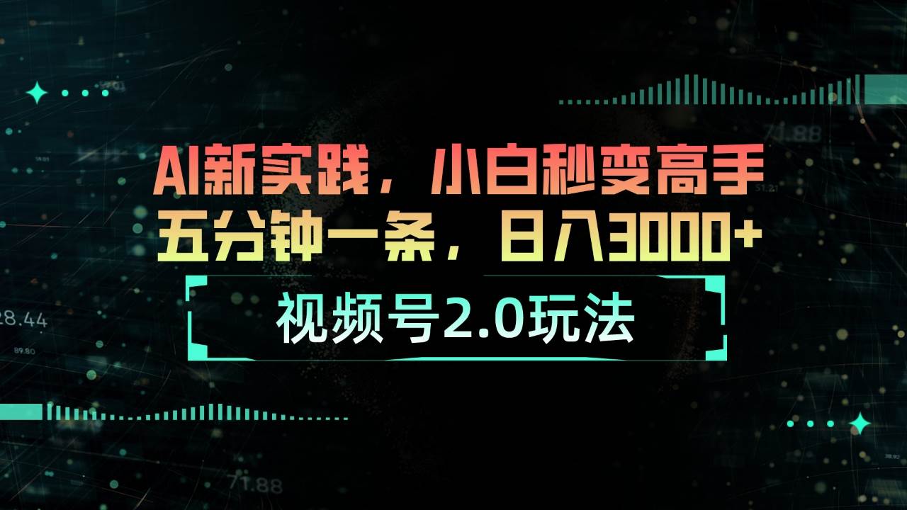 （10888期）视频号2.0玩法 AI新实践，小白秒变高手五分钟一条，日入3000+-时光论坛