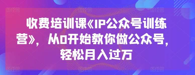 收费培训课《IP公众号训练营》，从0开始教你做公众号，轻松月入过万-时光论坛