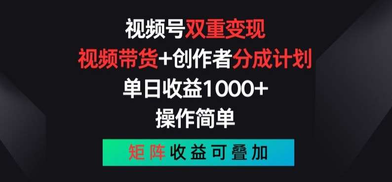 视频号双重变现，视频带货+创作者分成计划 , 操作简单，矩阵收益叠加【揭秘】-时光论坛
