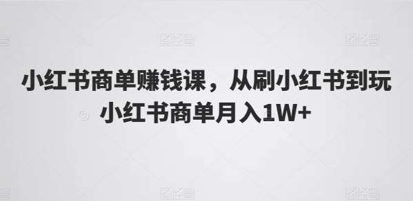 小红书商单赚钱课，从刷小红书到玩小红书商单月入1W+-时光论坛